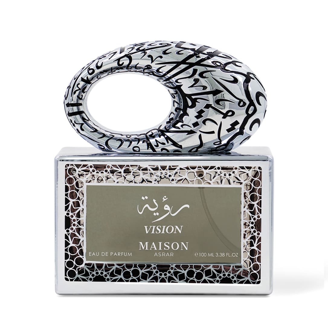 Maison Asrar Vision Eau De Parfum Perfumes Citrusy, Fruity Orange, Green Lemon, Blackcurrant Basil, Coriander, White Tea Leaves Musk, Moss, Ambergris
